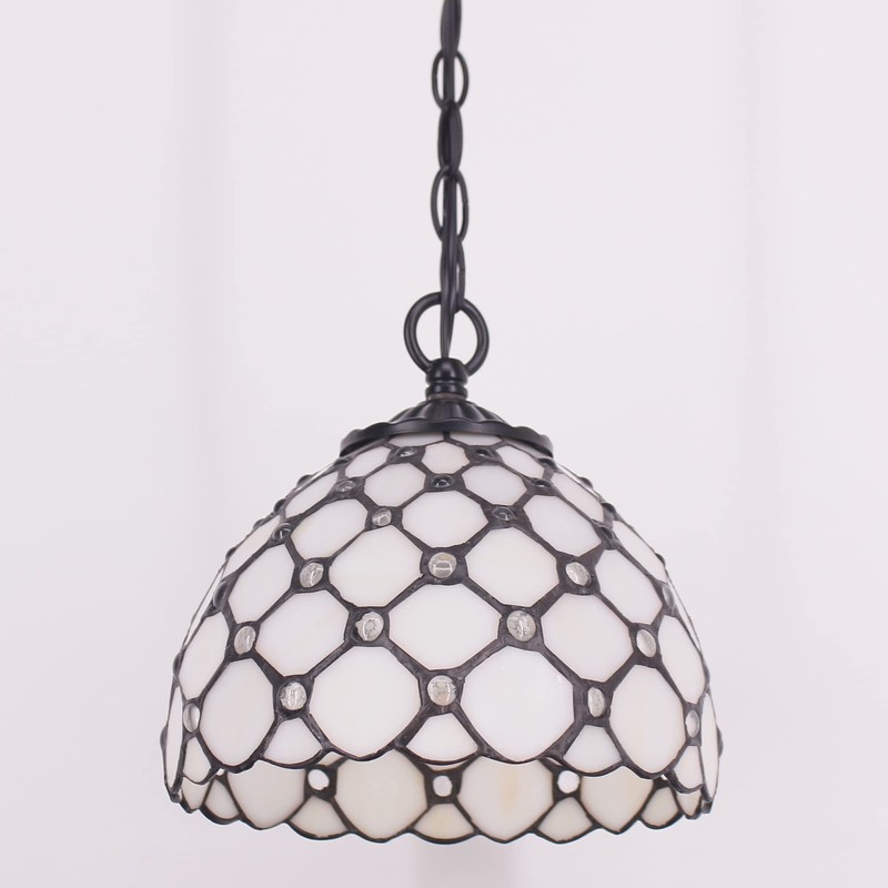 Small Tiffany Pendant Light Stained Glass Plug in Hanging Lamp