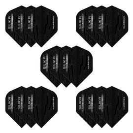 Harrows SILIKA No2 | Set of 5 Premium Extra Strong Dart Flights in Standard Shape (15 Flights) (Black Edition)