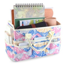 qianshan Craft Organizer Bag with Multiple Pockets, Large Art Storage Caddy with Handles for Art, Craft, Sewing, Make-up，Scrapbooking, Medical, and Office Supplies Storage.Colorful Mountains