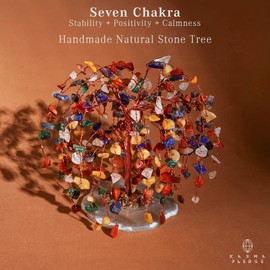7 Chakra Healing Crystal Tree of Life, Home and Office Desk Décor, Feng Shui Money Bonsai Trees for Postive Energy, Wealth, Good Luck, Protection, Reiki Healing Crystals and Stones, Spiritual Gifts