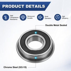 M METERXITY 2-Pack F6900-2RS Flanged Ball Bearing, 10 x 22 x 6mm Double Rubber Shielded Chrome Steel (GCr15) Flange Rip Bearings for Wheelbarrow/Printer/Fax Machines/Power Tools