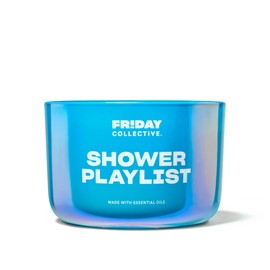 Friday Collective Shower Playlist Candle, Fresh & Clean Scented, Made with Essential Oils, 3 Wicks, 13.5 oz, Blue