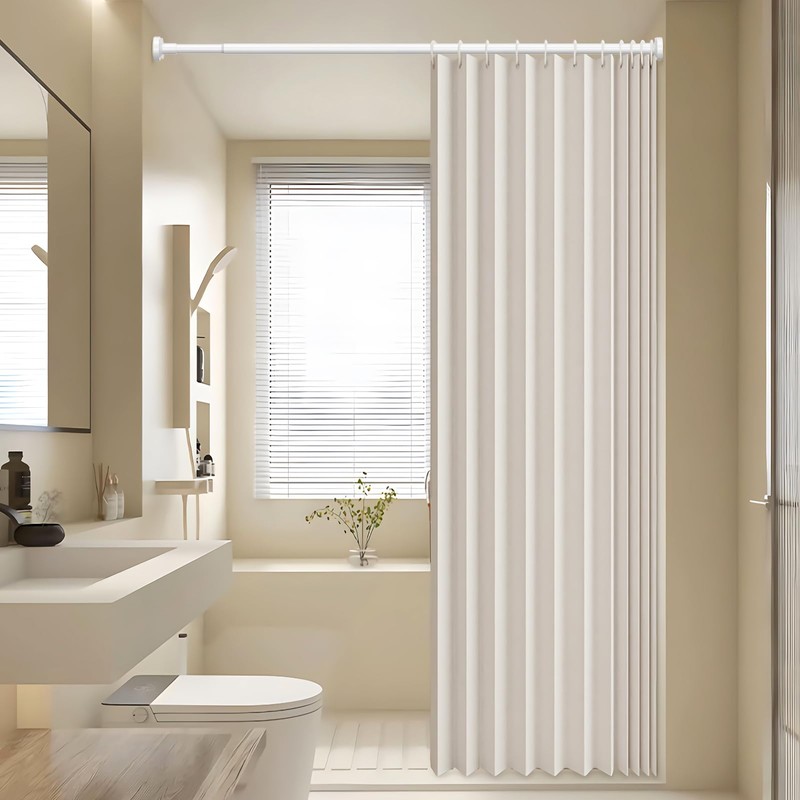 Bonpally Shower Curtain Rod 32-75 Inches Adjustable, Non-Slip Spring Tension