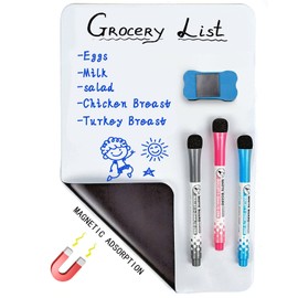 12” X 8”Whiteboard Magnetic Dry Erase Board Self Adhesive for Any Smooth Surface with New Stain Resistant Technology,Home Kitchen Fridge Shopping List and Office Notice Board