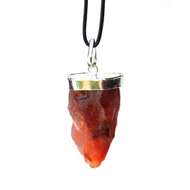 Stone of Vitality - Reiki Energy Charged Raw Carnelian Crystal Pendant with Cord (Beautifully Gift Wrapped)