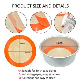 Alfombrillas redondas de silicona para hornear para tartas de 8 pulgadas, grado alimenticio, antiadherentes, reutilizables de silicona para hornear pan / omelette/macaron/pastelería/pastelería/bollo o