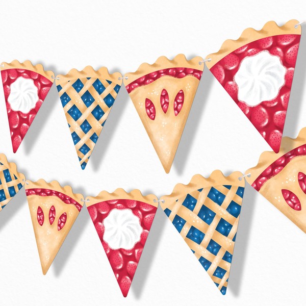 Big Dot of Happiness Summer Pies Garland Banner, Patriotic 4th