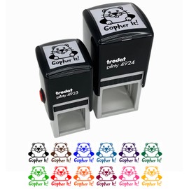 Peeking Gopher Go for It Self-Inking Rubber Stamp Ink Stamper - 1-1/2 Inch Large - Red Ink