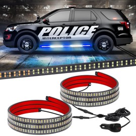 XRIDONSEN 2PCS 60 inch Blue White Emergency Lights Strip 720 LED Running Board Police Strobe Lights Firefighter POV Lights Flashing Warning Safety First Responder Lights for Vehicles Trucks Pickup