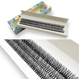 CB 2-Trays Of Clusters Lash Ribbons D-Curl Eyelash Clusters Thin Band Wispy Lashes Extremely Comfortable Lash, Natural Look Reusable DIY Extensions, 12-14-16mm, Style K