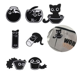 Yuannee Black Cat Pin Pins, 7 Pieces Cute Enamel Lapel Pins with Playful Cat Head Design Animal Pin for Women Girls Bags Clothing