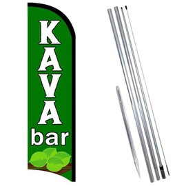 Vista Flags Kava Bar Premium Windless Feather Banner Flag Kit (Flag, Pole, & Ground Mt)