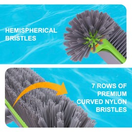 Sepetrel Pool Brush Head for Cleaning Walls,Heavy Duty Inground/Above Ground Swimming Pool Round Scrub Brushes with Premium Strong Bristle & Reinforced Aluminium Back,Grey
