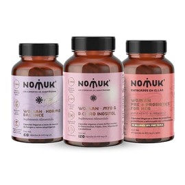 Kit Woman Hormo Balance Myo Inositol D Chiro Inositol y Pre+Probiótics Suplementos para mujer con raíces adaptógenas de Shatavari Maca Schisandra y Gi