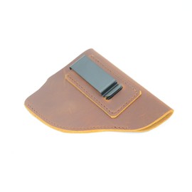 YIYUS Leather IWB Holster, Fits Most J Frame Revolvers - Ruger SP101 LCR/Smith and Wesson Bodyguard/Taurus 50 85 / Charter Arms & Most .38 Special Type Holsters Guns Brown