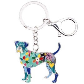 WEVENI - Llavero de aleación de esmalte para perro, diseño de perro, Azul, 45mm x 46mm