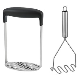 AGSYFFD Stainless Steel Potato Masher with Non-Slip Handle - Professional Grade Rust-Proof Kitchen Tool for Mashed Potatoes, Baby Food Prep & Vegetable Crushing (2 Pack)