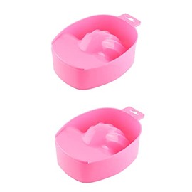 2 Pack Nail Soaking Bowl Set Heat-Resistant Gel Polish Remover Bowl with Non-Slip Base Ergonomic Design for Home Salon & Professional Use (Pink)
