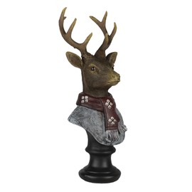 MAISONICA Man Deer Stag Bust Ornament - Cool Male Grey & Brown Figurine