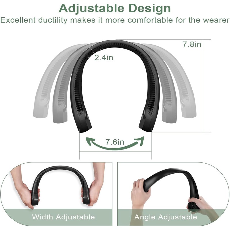 HFglobal Neck Fan, Hands Free Bladeless Personal Fan, USB Powered