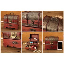 Anberotta AT29 Cosmetics Makeup Box, Jewelry Box, Trinket Box, Cosmetics, Wood, Antique Case, Jewelry Box, Storage Box, Accessories, Vintage, Type A