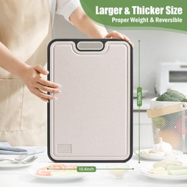 Titanium Cutting Boards for Kitchen, 15” Double Sided Cutting Board Food Grade, Pure Titanium and Wheat Straw PP, for meat & Veggie, Non-Slip