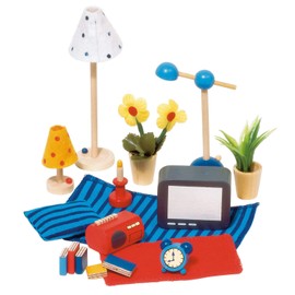 Goki 51934 Living Room Accessories, 17 Pieces, Dollhouse Furniture