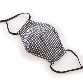 Children Large Fitted Printed Cotton Cloth Face Mask w/Filter Pocket - Cute Reusable Fabric Comfortable Face Mask - 3 Layer - Washable w/Adjustable Ear Loops and Nose Bridge - Black Gingham Plaid