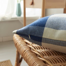 HOPLEE Farmhouse 24x24 Pillow Covers Navy Blue Pillow Covers Outdoor Pillows Covers Decorative Navy Blue and White Buffalo Plaid Set of 2