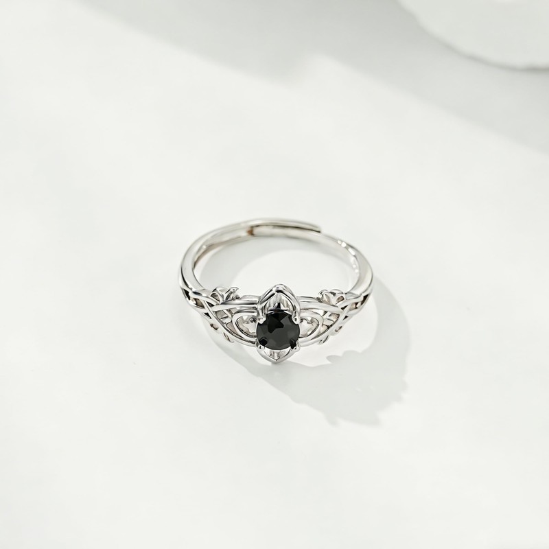 925 Sterling Silver Platinum Plated Celtic Knot Ring for Adult