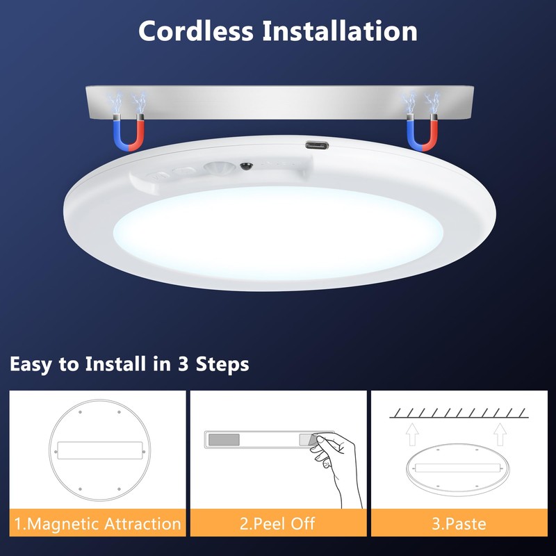 maylit 4 Pack Rechargeable Ceiling Lights, Motion Sensor Lights No