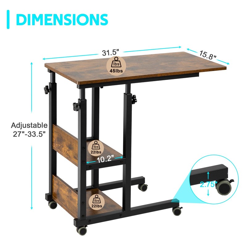 Hadulcet C Shaped Side Table Adjustable, Height Adjustable C Table