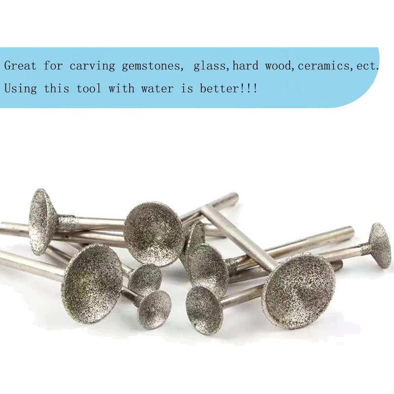 12 Pcs Bowl Shape Diamond Burr Set, 3/32 Inch Shank