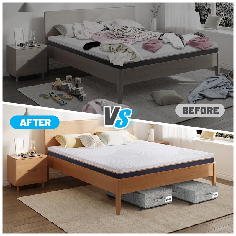Large Sturdy Under Bed Storage with Wheels, 2 Pack 50L