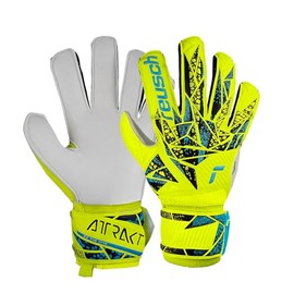 Reusch Attrakt Solid Goalkeeper Gloves, Safety Yellow/Future Blue, Size 10