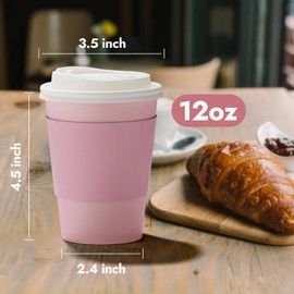 Disposable Coffee Cups with Lids and Sleeves, Hot and Cold Beverage Water Paper Cup for Home Restaurant Wedding Travel Party Supplie (100, 12oz)