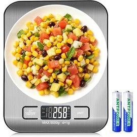 Báscula digital cocina, Báscula cocina de acero inoxidable, Báscula gramera con precisión de 1g, Báscula de cocina con pantalla LCD, Gramera digital c