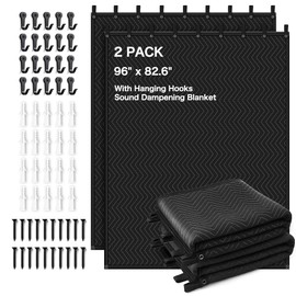 2 PCS Extra Large Sound Dampening Blanket,96"x 80" Sound Absorbing Studio Blanket Panel with Grommets for Wall Hanging,Noise Cancelling Studio Acoustic Curtain/Light Blocker/Soundproof Moving Blanket