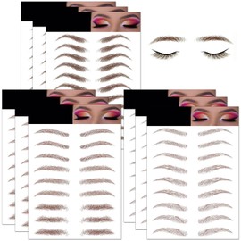 Eyebrow Tattoo, Eyebrow Tattoo Sticker Waterproof 4D Hair-Like Temporary Eyebrows Peel Off Brows Grooming Transfers Stickers Makeup for Women, Men, Girls (Brown - 7 Shapes - 9pcs)