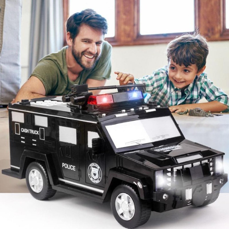 Kids Piggy Bank Music Light Simulating Armored Car Coin Bank