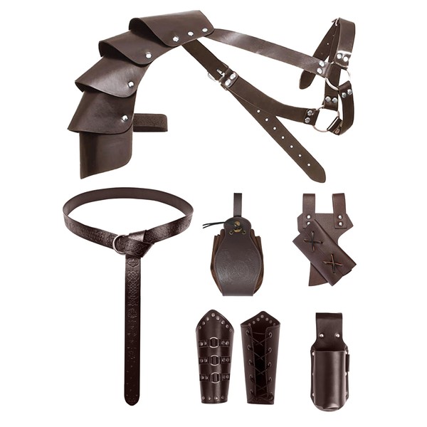 Medieval Knight Mens Leather Belt Shoulder Renaissance Viking Armor Faux