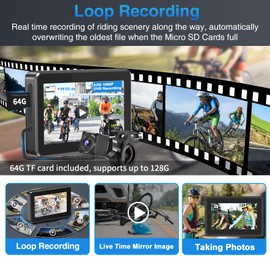 PARKVISION Bicycle Rear View Camera Recorder, 1080P Handlebar Bike Camera with 4.3'' HD Monitor, 64GB TF Card, 110° Angle View, 360°Rotatable Bracket, Backup/Front View Camera for Mountains,Ebikes