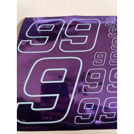 Unbranded Discounted Chrome Purple W/ Blue  #9’s  Racing #'s Vinyl Decals 1/10-1/12  Box L