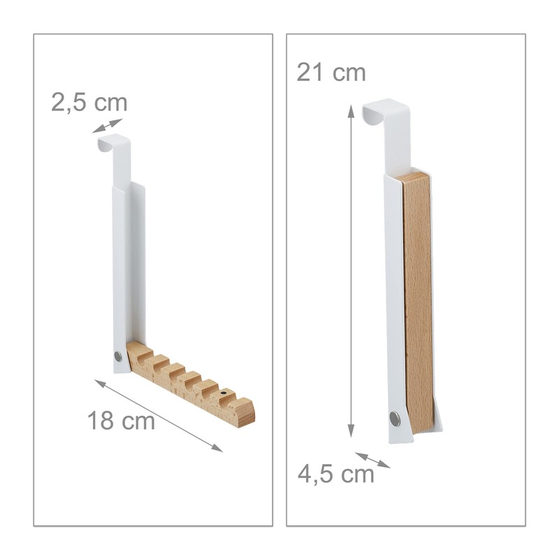 Relaxdays Appendiabiti da Porta Pieghevole, 6 Ganci, da Appendere, per
