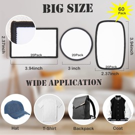 Gadjica 60 PCs Sublimation Patches - Iron On Blank Patches for DIY Crafts Hats Caps Backpack Uniforms