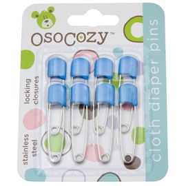 OsoCozy OsoCozy Diaper Pins - (Blue) - Sturdy, Stainless Steel Diaper Pins with Safe Locking Closures - Use for Special Events, Crafts or Colorful Laundry Pins