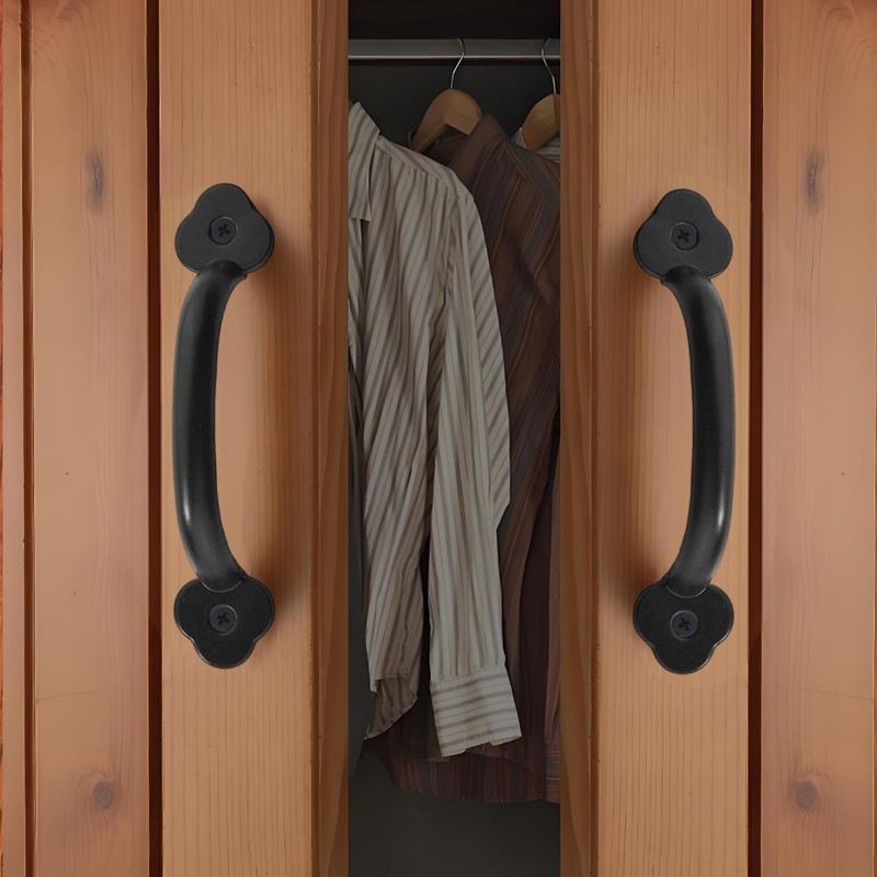 12 Pcs Barn Door Handles, 3.2 Inch Hole Center, Black