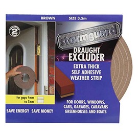 Brown Extra Thick Rubber Foam Draught excluder Weather proofing Seal for 4-7mm Gaps by Stormguard. 3.5 Metre roll. Guaranteed 2 Years.