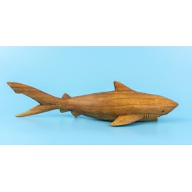 G6 Collection Wooden Hand Carved Shark Statue Sculpture Wood Decorative Home Decor Accent Figurine Handcrafted Handmade Seaside Tropical Nautical Ocean Coastal Decoration Shark (12" Long)