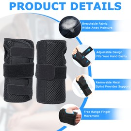 UZSUZZ Wrist Support Brace Splint, Adjustable Wrist Support Brace with Metal Splint, Breathable Carpal Tunnel Splint Relieves Arthritis Pain, Tendonitis, Sprains, Sports for Men and Women (M, Right)